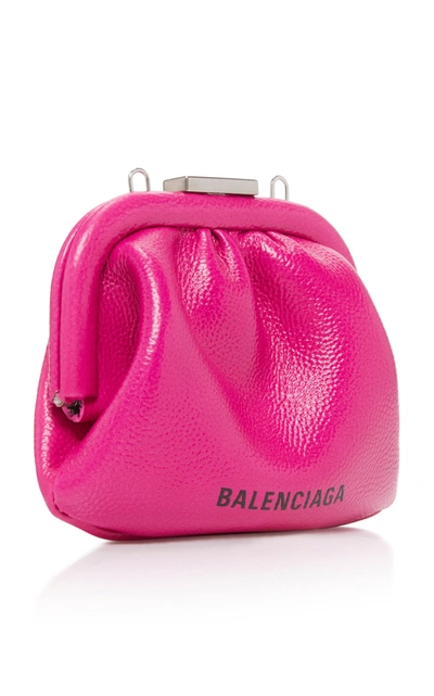 Shop Balenciaga Cloud Textured-leather Coin Purse In Pink