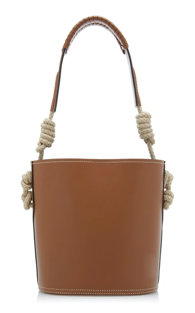 Shop Prada Leather Tambour Bucket Bag In Brown