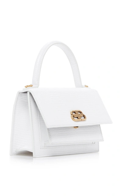 Shop Balenciaga Sharp Xs Lizard-effect Leather Bag In White