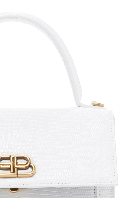 Shop Balenciaga Sharp Xs Lizard-effect Leather Bag In White