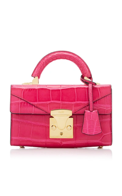 Shop Stalvey Mini Fold-over Alligator Bag In Pink