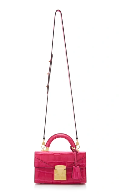 Shop Stalvey Mini Fold-over Alligator Bag In Pink