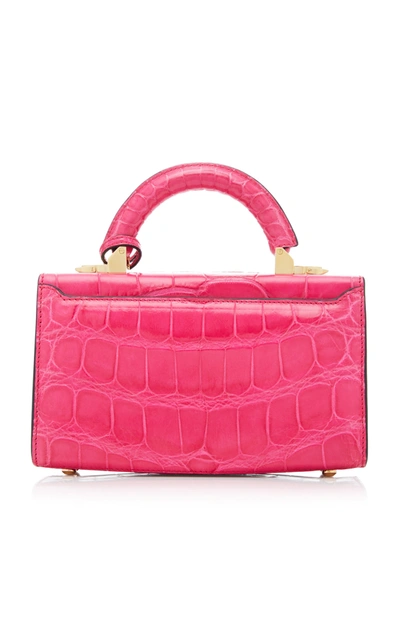 Shop Stalvey Mini Fold-over Alligator Bag In Pink