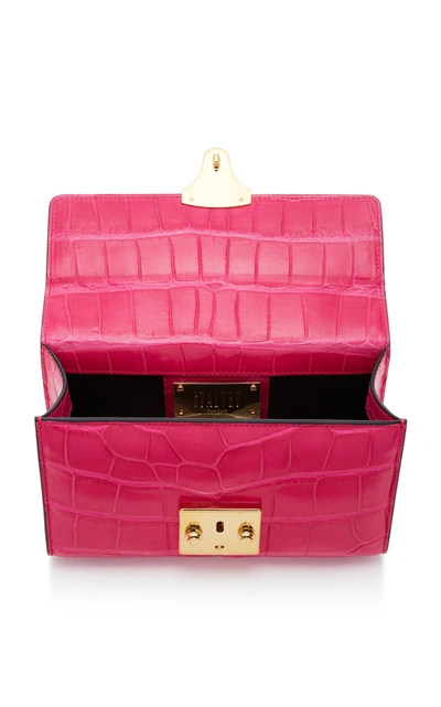 Shop Stalvey Mini Fold-over Alligator Bag In Pink