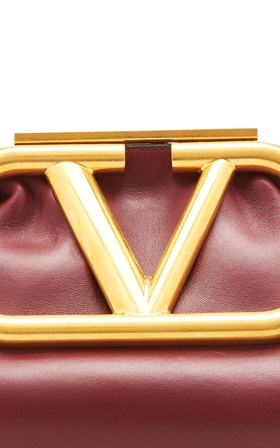 Shop Valentino Garavani Supervee Logo Leather Clutch In Burgundy