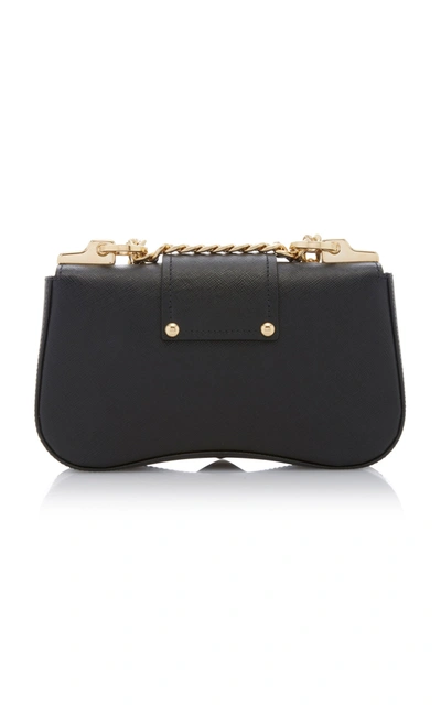 Shop Prada Saffiano Lux Textured-leather Shoulder Bag In Black