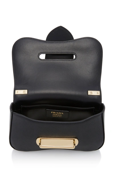 Shop Prada Saffiano Lux Textured-leather Shoulder Bag In Black