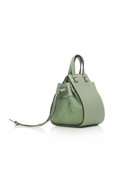 Shop Loewe Hammock Mini Drawstring Textured-leather Bag In Green