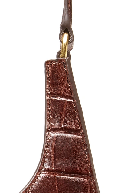 Shop Staud Rey Croc-effect Leather Shoulder Bag In Brown