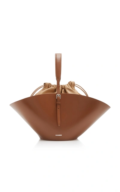 Shop Jil Sander Sombrero Small Leather Top-handle Bag In Brown