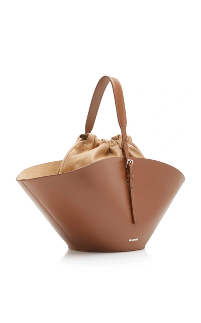 Shop Jil Sander Sombrero Small Leather Top-handle Bag In Brown
