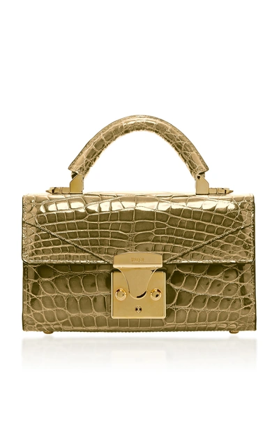 Shop Stalvey 24k Gold Crocodile Mini Top Handle 2.0 Bag