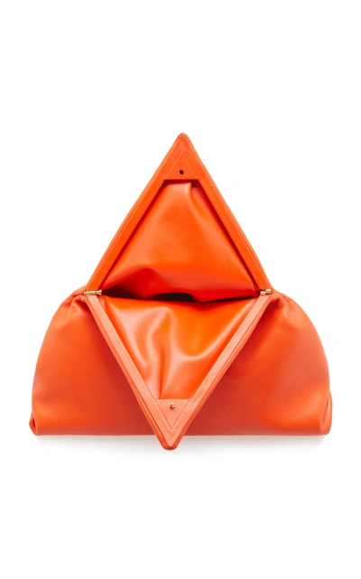 Shop Bottega Veneta The Trine Leather Clutch In Orange