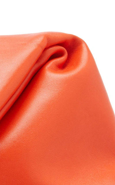 Shop Bottega Veneta The Trine Leather Clutch In Orange