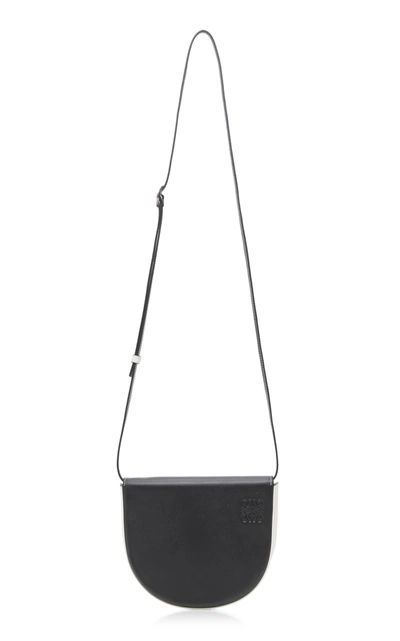 Shop Loewe Heel Leather Shoulder Bag In Black/white