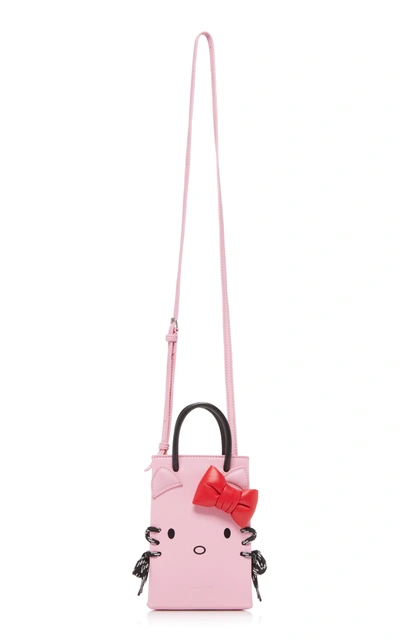 Shop Balenciaga Kitty Phone Holder Leather Bag In White