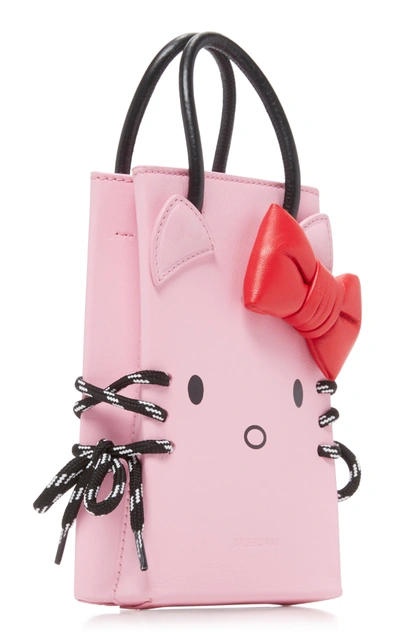 Shop Balenciaga Kitty Phone Holder Leather Bag In White