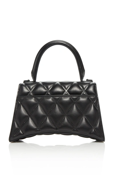 Shop Balenciaga Hourglass S Quilted-leather Bag In Black