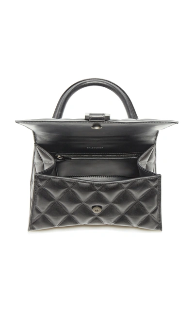 Shop Balenciaga Hourglass S Quilted-leather Bag In Black