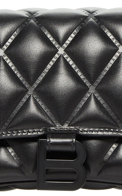Shop Balenciaga Hourglass S Quilted-leather Bag In Black