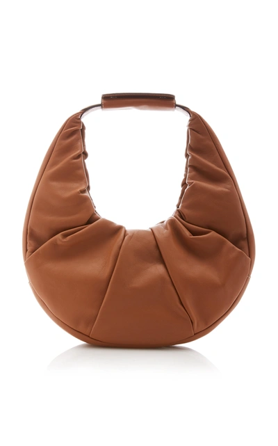 Shop Staud Moon Soft Mini Leather Top Handle Bag In Brown