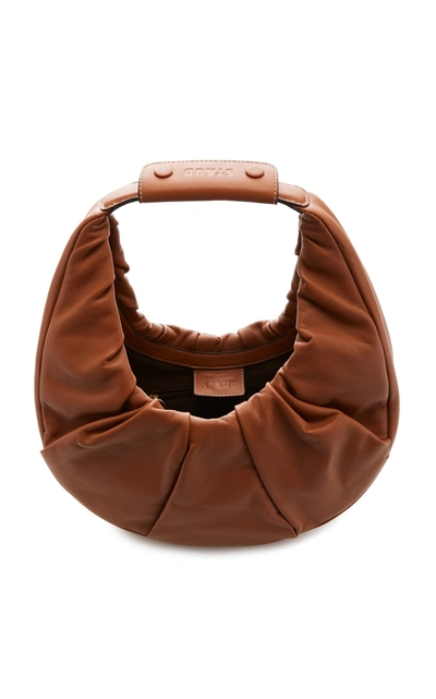 Shop Staud Moon Soft Mini Leather Top Handle Bag In Brown