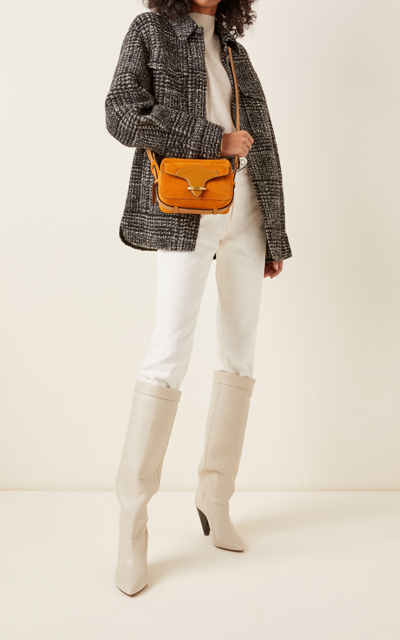 Shop Isabel Marant Wasy Leather-trimmed Suede Shoulder Bag In Neutral