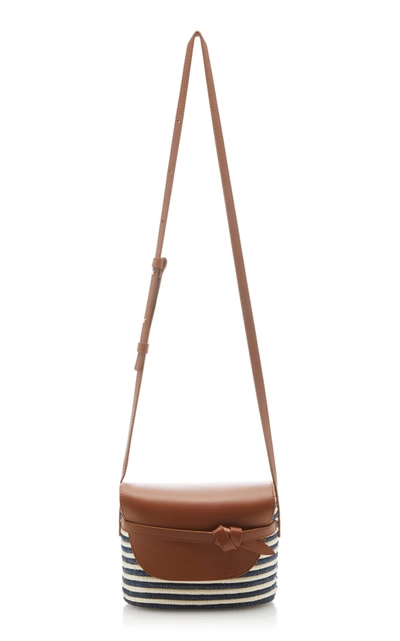 Shop Cesta Collective Striped Leather-trimmed Sisal Shoulder Bag