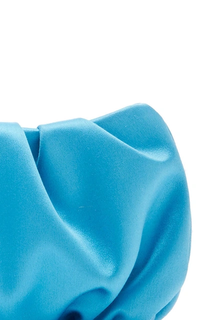 Shop Staud Bean Convertible Silk Shoulder Bag In Blue