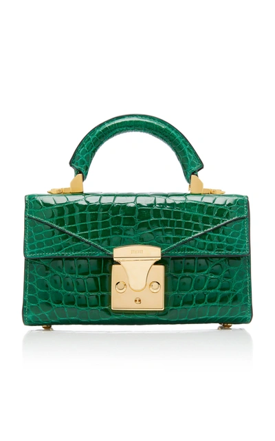Shop Stalvey Mini Fold-over Alligator Bag In Green