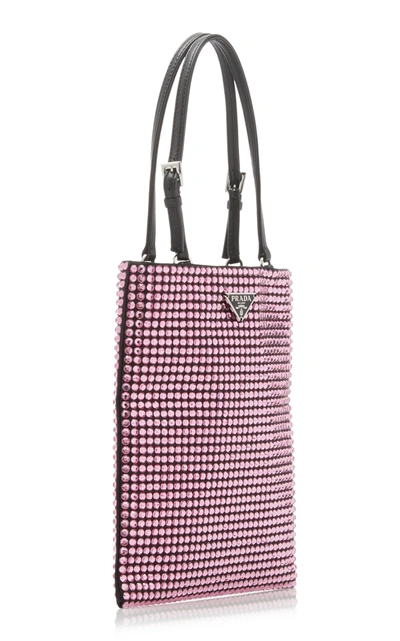 Shop Prada Satin Handbag With Decoration In Pink
