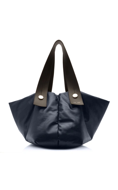 Shop Proenza Schouler Tobo Oversized Leather Tote Bag In Navy