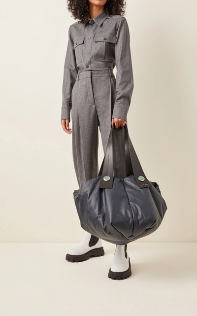Shop Proenza Schouler Tobo Oversized Leather Tote Bag In Navy
