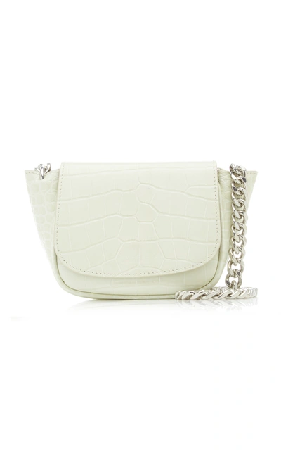 Shop Simon Miller Mini Bend Croc-effect Leather Crossbody Bag In White