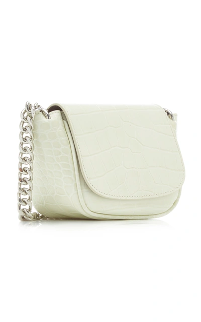 Shop Simon Miller Mini Bend Croc-effect Leather Crossbody Bag In White