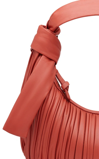 Shop Neous Neptune Pleated Leather Shoulder Bag In Red