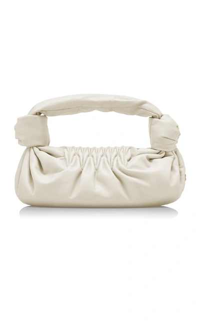 Shop Miu Miu Knotted Leather Shoulder Bag In White