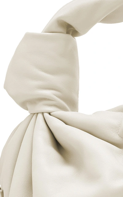 Shop Miu Miu Knotted Leather Shoulder Bag In White