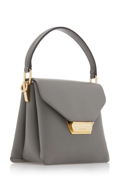 Shop Prada New Calf Mini Top Handle Bag In Grey
