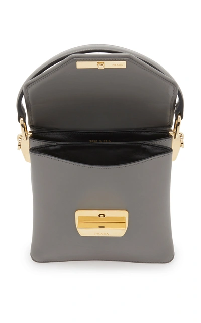 Shop Prada New Calf Mini Top Handle Bag In Grey