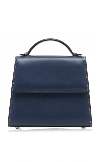 Shop Hunting Season Small Leather Top Handle Bag In Navy