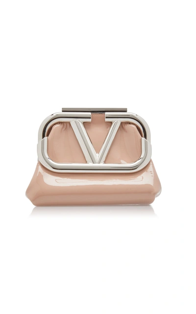 Shop Valentino Garavani Supervee Mini Patent Leather Clutch In Nude
