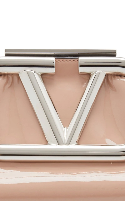 Shop Valentino Garavani Supervee Mini Patent Leather Clutch In Nude