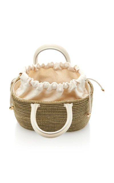 Shop Cesta Collective Mini Leather-trimmed Sisal Tote In Neutral