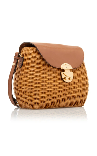 Shop Miu Miu Large Midollino Leather-paneled Rattan Basket Bag In Neutral