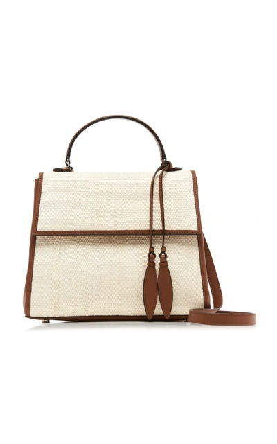 Shop Hunting Season Viola Leather-trimmed Canvas Bag In Neutral