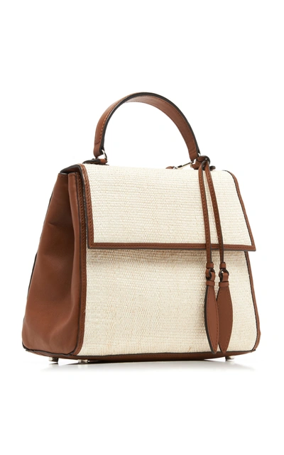 Shop Hunting Season Viola Leather-trimmed Canvas Bag In Neutral