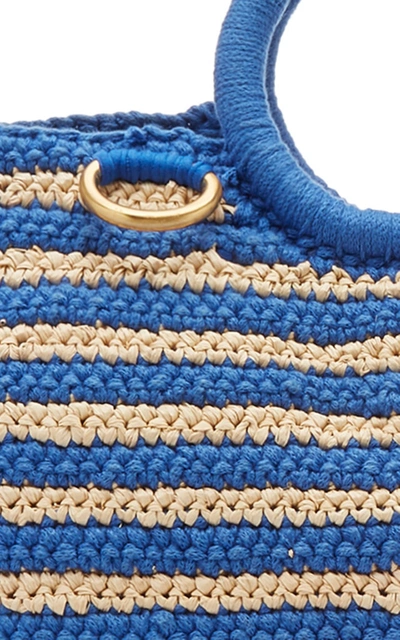 Shop Mizele Sun Bag Raffia-cotton Tote In Blue
