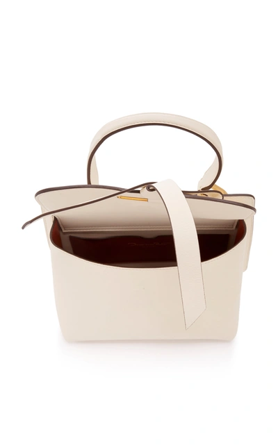 Shop Oscar De La Renta Caveat Leather Top Handle Bag In White