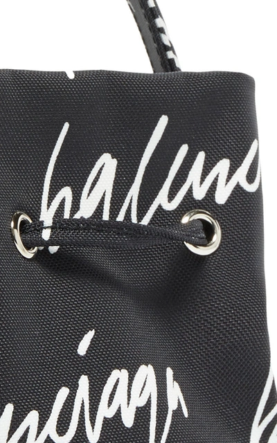 Shop Balenciaga Wheel Xs Embroidered Printed Shell Bucket Bag In Black